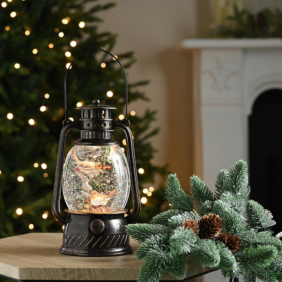 Light Up Glitter Robin Lantern